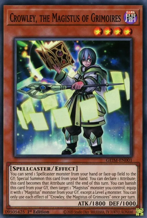 Crowley, the Magistus of Grimoires GEIM-EN001 Yu-Gi-Oh card from Genesis Impact