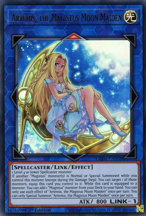 Artemis, the Magistus Moon Maiden GEIM-EN008 Yu-Gi-Oh card from Genesis Impact