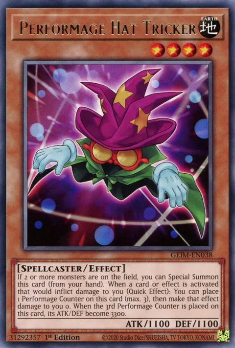 Performage Hat Tricker GEIM-EN038 Yu-Gi-Oh card from Genesis Impact