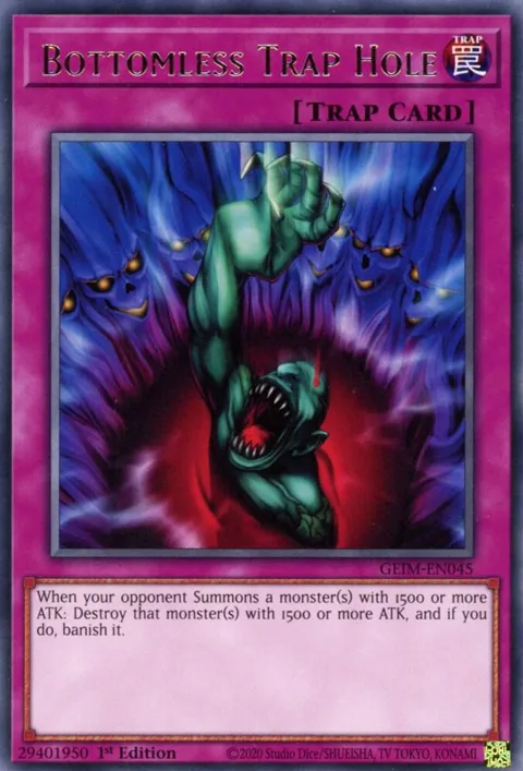 Bottomless Trap Hole GEIM-EN045 Yu-Gi-Oh card from Genesis Impact