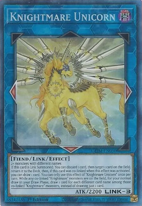Knightmare Unicorn Collector's Rare GEIM-EN050 Yu-Gi-Oh card from Genesis Impact