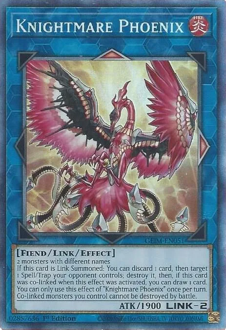 Knightmare Phoenix Collector's Rare GEIM-EN051 Yu-Gi-Oh card from Genesis Impact
