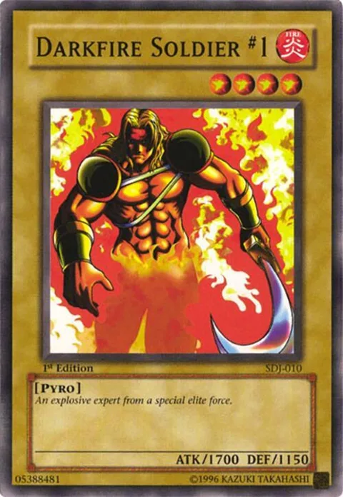Darkfire Soldier #1 SDJ-010 1st Edition Yu-Gi-Oh card from Starter Deck: Joey