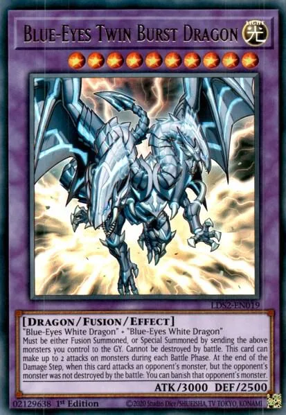 Blue-Eyes Twin Burst Dragon LDS2-EN019 Yu-Gi-Oh card from Legendary Duelists: Season 2