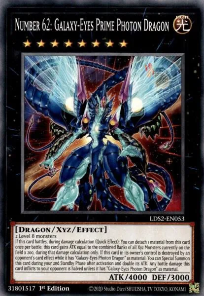 Number 62: Galaxy-Eyes Prime Photon Dragon LDS2-EN053 Yu-Gi-Oh card from Legendary Duelists: Season 2