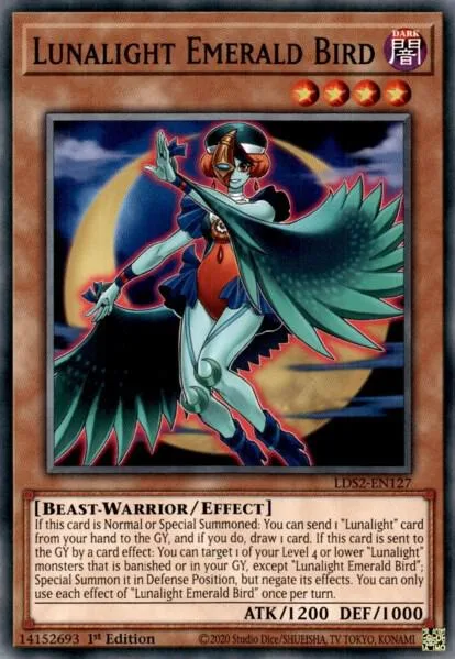 Lunalight Emerald Bird LDS2-EN127 Yu-Gi-Oh card from Legendary Duelists: Season 2