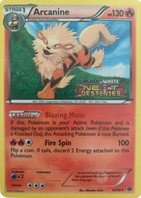 Arcanine - 12/99 Prerelease #12/99 Holofoil Pokémon card from Black and White Promos