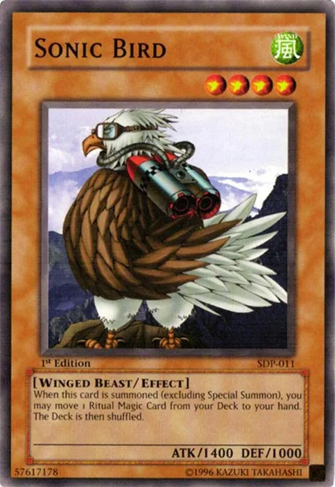 Sonic Bird SDP-011 Unlimited Yu-Gi-Oh card from Starter Deck: Pegasus