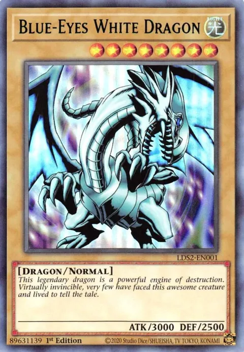 Blue-Eyes White Dragon Green LDS2-EN001 Yu-Gi-Oh card from Legendary Duelists: Season 2
