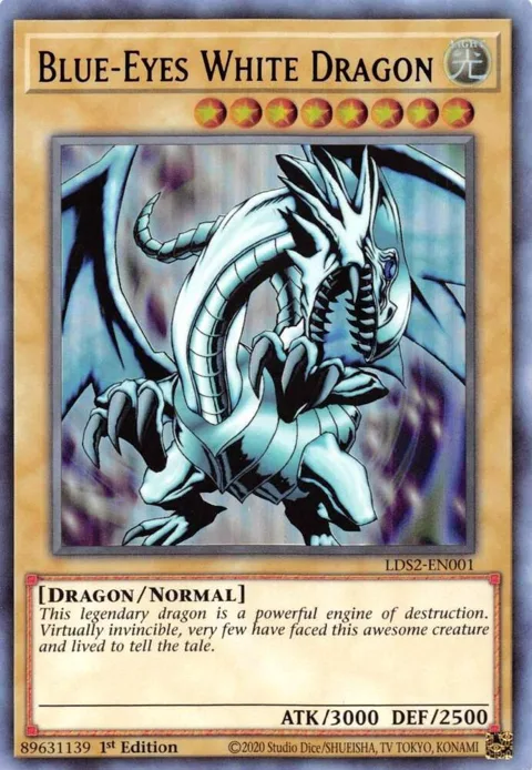 Blue-Eyes White Dragon Purple LDS2-EN001 Yu-Gi-Oh card from Legendary Duelists: Season 2