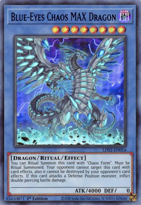 Blue-Eyes Chaos MAX Dragon Blue LDS2-EN016 Yu-Gi-Oh card from Legendary Duelists: Season 2