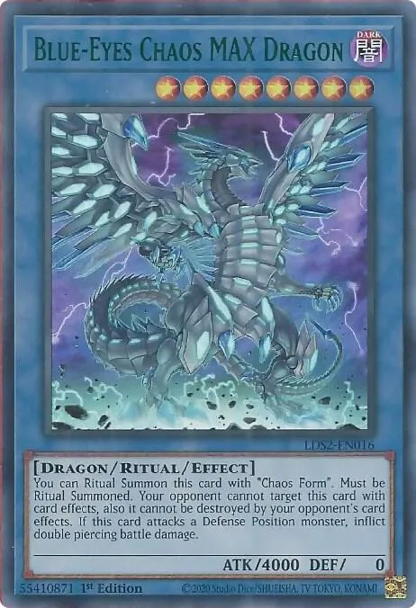 Blue-Eyes Chaos MAX Dragon Green LDS2-EN016 Yu-Gi-Oh card from Legendary Duelists: Season 2