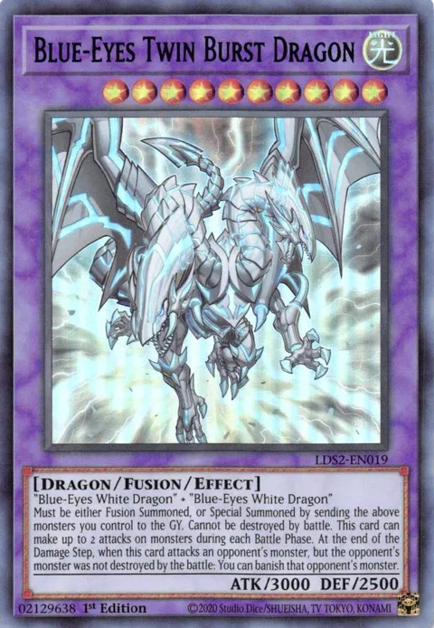 Blue-Eyes Twin Burst Dragon Blue LDS2-EN019 Yu-Gi-Oh card from Legendary Duelists: Season 2