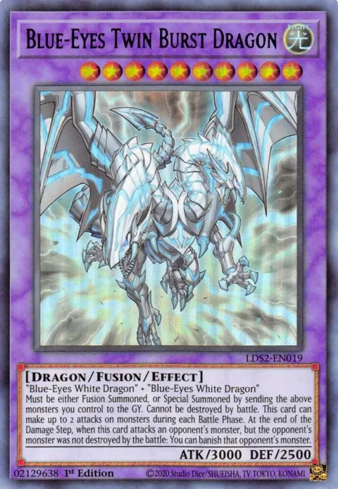 Blue-Eyes Twin Burst Dragon Purple LDS2-EN019 Yu-Gi-Oh card from Legendary Duelists: Season 2