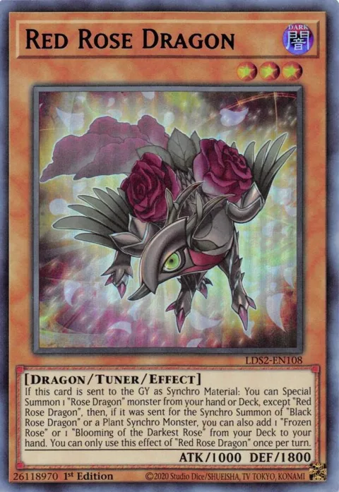 Red Rose Dragon Blue LDS2-EN108 Yu-Gi-Oh card from Legendary Duelists: Season 2