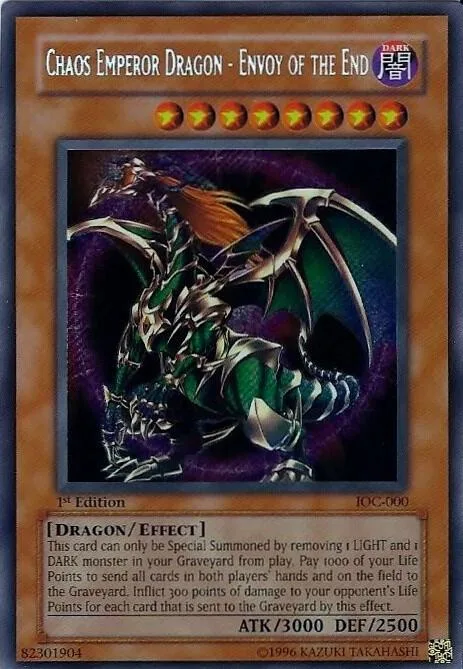 Chaos Emperor Dragon - Envoy of the End IOC-000 1st Edition Yu-Gi-Oh card from Invasion of Chaos
