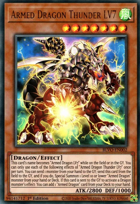 Armed Dragon Thunder LV7 BLVO-EN002 Yu-Gi-Oh card from Blazing Vortex