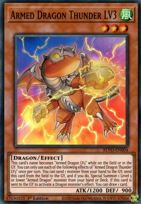 Armed Dragon Thunder LV3 BLVO-EN004 Yu-Gi-Oh card from Blazing Vortex