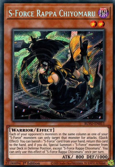 S-Force Rappa Chiyomaru BLVO-EN011 Yu-Gi-Oh card from Blazing Vortex