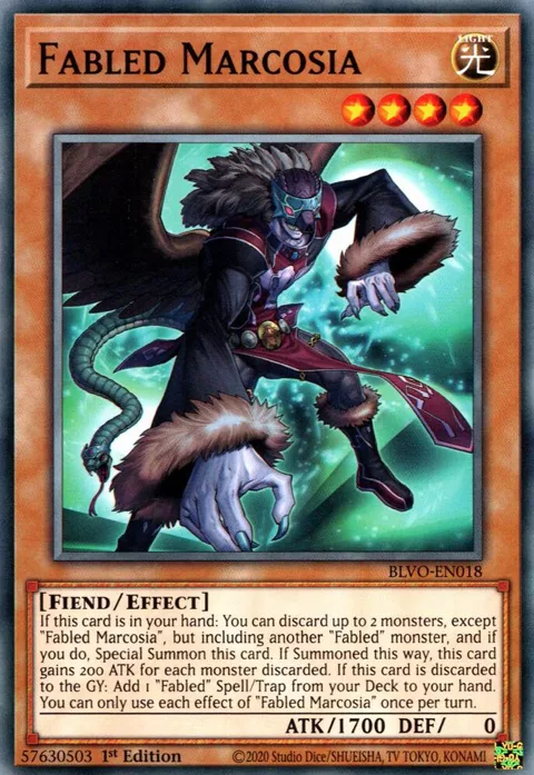 Fabled Marcosia BLVO-EN018 Yu-Gi-Oh card from Blazing Vortex
