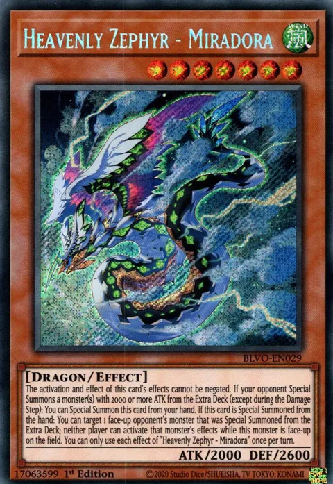 Heavenly Zephyr - Miradora BLVO-EN029 Yu-Gi-Oh card from Blazing Vortex