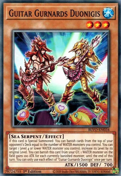 Guitar Gurnards Duonigis BLVO-EN034 Yu-Gi-Oh card from Blazing Vortex