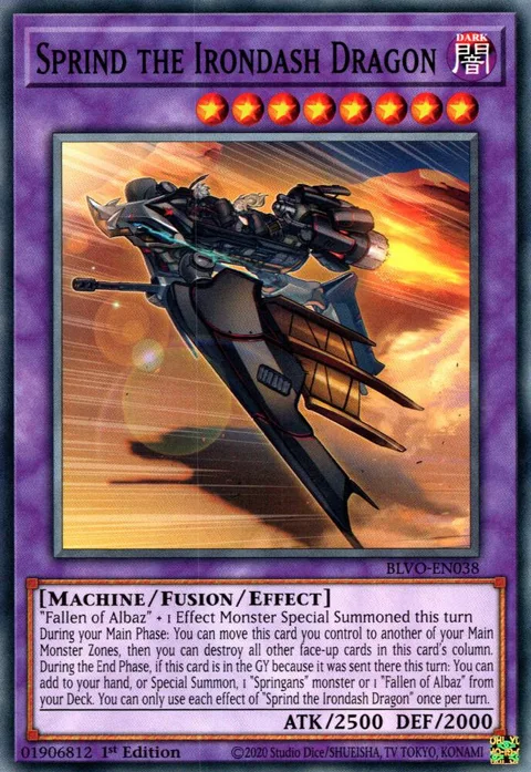 Sprind the Irondash Dragon BLVO-EN038 Yu-Gi-Oh card from Blazing Vortex