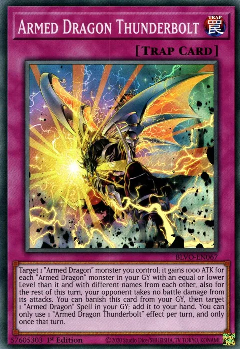 Armed Dragon Thunderbolt BLVO-EN067 Yu-Gi-Oh card from Blazing Vortex
