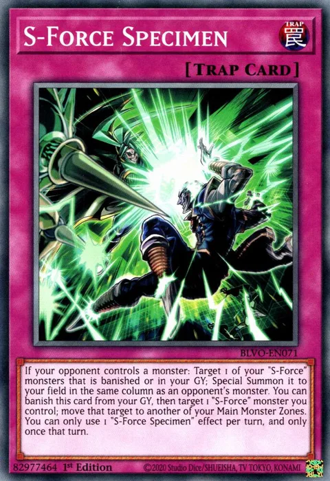 S-Force Specimen BLVO-EN071 Yu-Gi-Oh card from Blazing Vortex