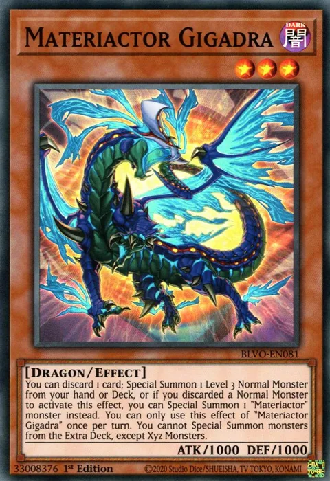 Materiactor Gigadra BLVO-EN081 Yu-Gi-Oh card from Blazing Vortex