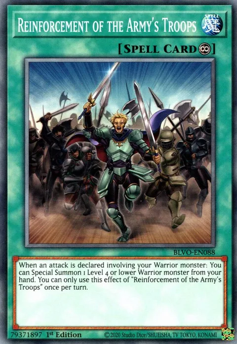 Reinforcement of the Army's Troops BLVO-EN088 Yu-Gi-Oh card from Blazing Vortex