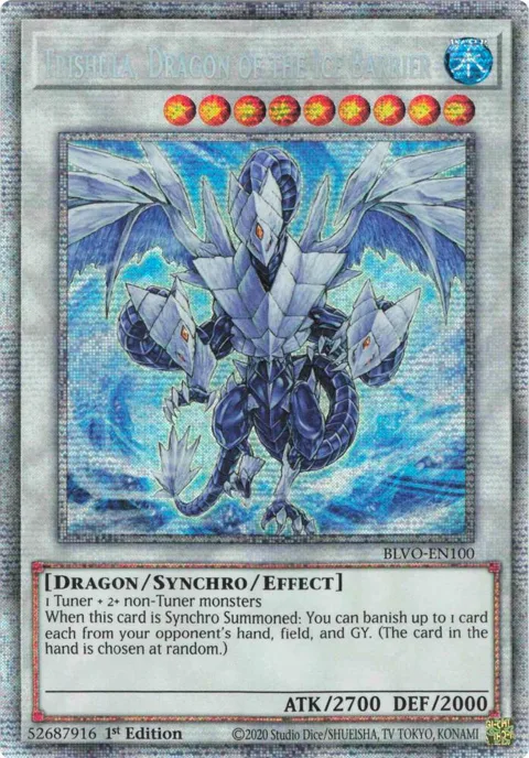 Trishula, Dragon of the Ice Barrier Starlight Rare BLVO-EN100 Yu-Gi-Oh card from Blazing Vortex