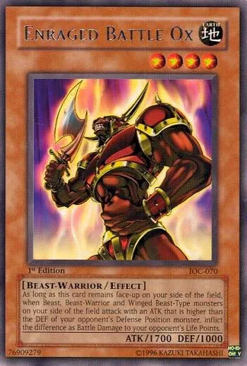 Enraged Battle Ox IOC-070 1st Edition Yu-Gi-Oh card from Invasion of Chaos