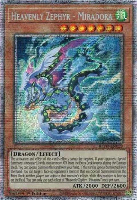 Heavenly Zephyr - Miradora Starlight Rare BLVO-EN029 Yu-Gi-Oh card from Blazing Vortex