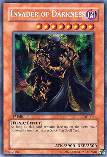 Invader of Darkness IOC-111 1st Edition Yu-Gi-Oh card from Invasion of Chaos