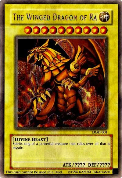 The Winged Dragon of Ra DOD-001 Yu-Gi-Oh card from Dawn of Destiny Xbox