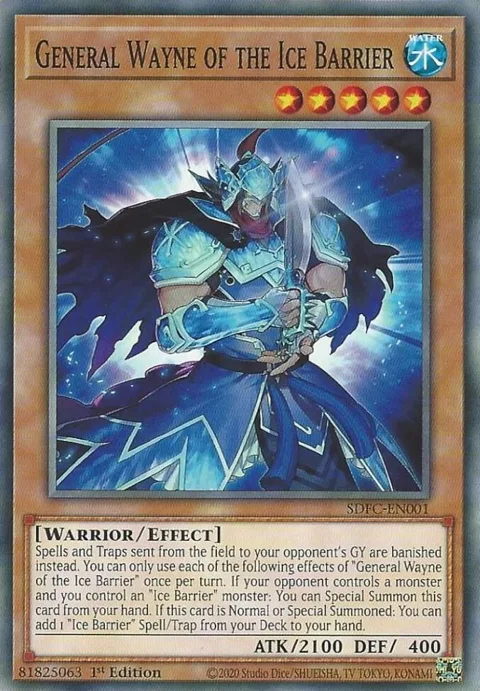 General Wayne of the Ice Barrier SDFC-EN001 Yu-Gi-Oh card from Structure Deck: Freezing Chains