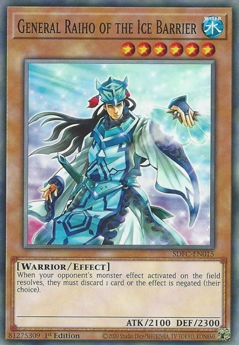 General Raiho of the Ice Barrier SDFC-EN015 Yu-Gi-Oh card from Structure Deck: Freezing Chains