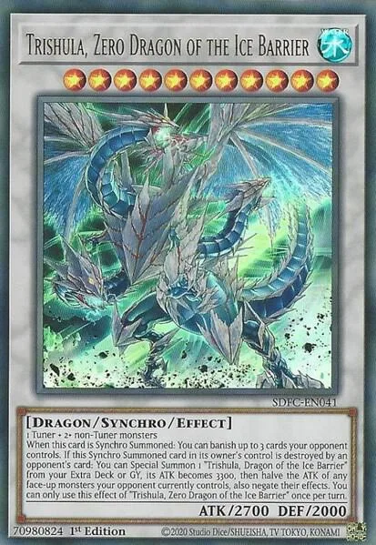 Trishula, Zero Dragon of the Ice Barrier SDFC-EN041 Yu-Gi-Oh card from Structure Deck: Freezing Chains