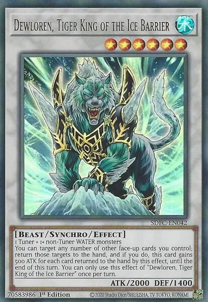 Dewloren, Tiger King of the Ice Barrier SDFC-EN042 Yu-Gi-Oh card from Structure Deck: Freezing Chains