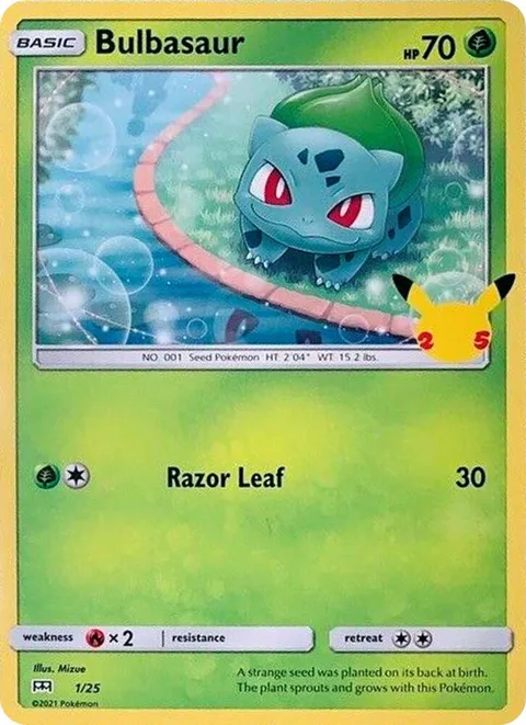 Bulbasaur - 1/25 #001/025 Pokémon card from McDonald's 25th Anniversary Promos