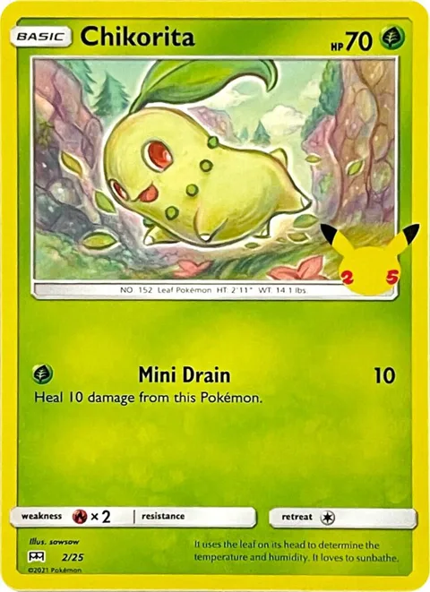 Chikorita - 2/25 #002/025 Pokémon card from McDonald's 25th Anniversary Promos