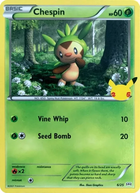Chespin - 6/25 #006/025 Pokémon card from McDonald's 25th Anniversary Promos