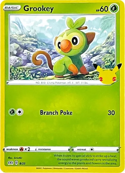 Grookey - 8/25 #008/025 Pokémon card from McDonald's 25th Anniversary Promos