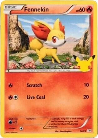 Fennekin - 14/25 #014/025 Pokémon card from McDonald's 25th Anniversary Promos