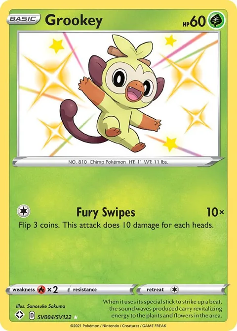 Grookey #SV004/SV122 Holofoil Pokémon card from Shining Fates: Shiny Vault