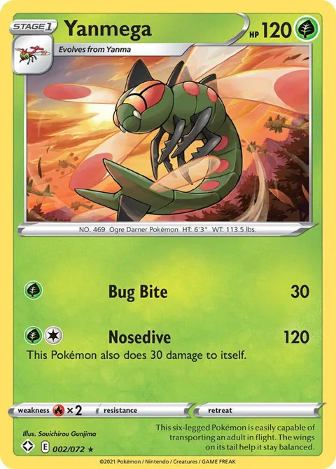 Yanmega #002/072 Pokémon card from Shining Fates