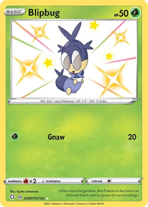 Blipbug #SV007/SV122 Holofoil Pokémon card from Shining Fates: Shiny Vault