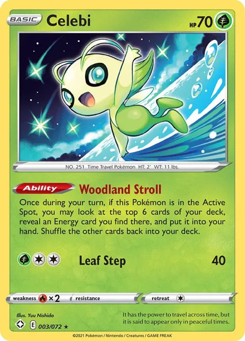 Celebi #003/072 Pokémon card from Shining Fates