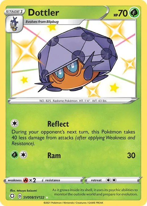 Dottler #SV008/SV122 Holofoil Pokémon card from Shining Fates: Shiny Vault